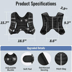 Zeerun Weighted Vest, 6lb/8lb/10lb/12lb/15lb/18lb/20lb/24lb/30lb for Men Women, Reflective Stripe Adjustable Buckle, Comfortable Durable Rucking Vest for Walking Running Strength Training