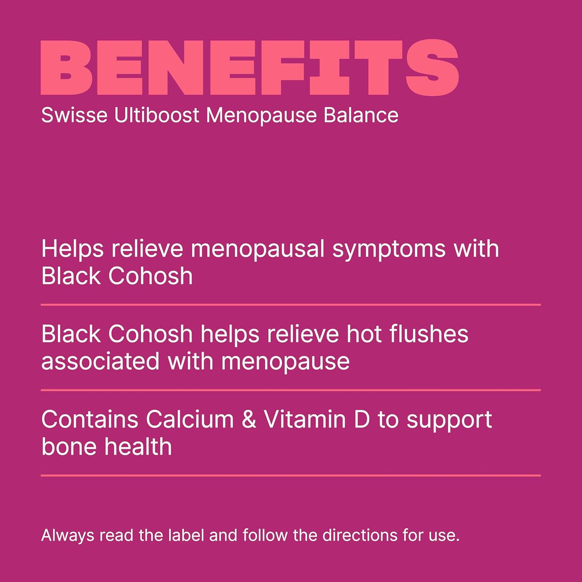 Swisse Ultiboost Menopause Balance - Helps Relieve Symptoms Including Hot Flushes & Night Sweats - 60 Tablets