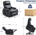 Power Lift Recliner Electric Chair for Elderly with USB Charge Port, Black | Fits 5'2"–5'9" Heights, PU Leather Recliner with Massage & Heat, 160° Adjustable Recline, Stand Assist, Remote, Cup Holders