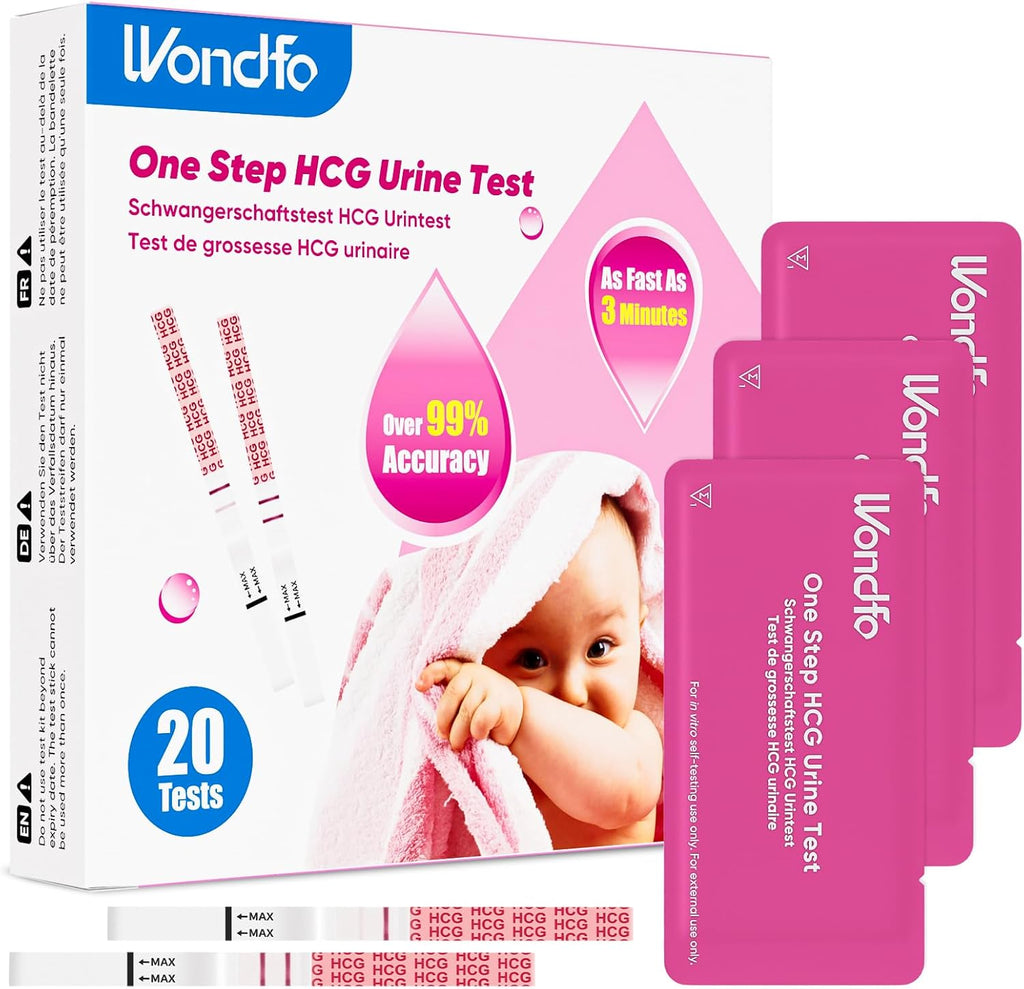 Wondfo Pregnancy Test Strips 20 Pack – Early Detection Pregnancy Tests 10 mIU hCG Urine Test Strips for Home Pregnancy Testing