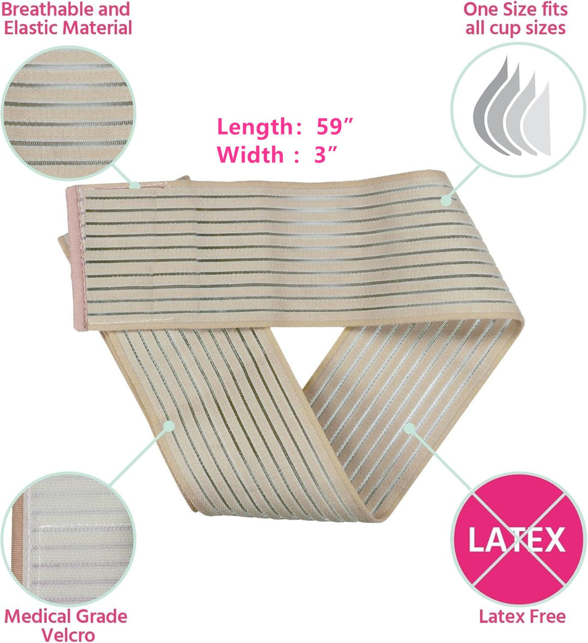 Breast Implant Stabilizer Band, Post-Surgery Breast Stabilizer Band - Chest Compression Wrap for Women, Ideal for Breast Augmentation, Reduction and More