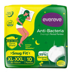 Evereve Anti Bacteria Period Panty for Girls & Women, (XL-XXL), 10 Pcs, 360 Degree Overnight Coverage, 99.9% Bacteria Free, High Absorbency for Heavy Flow, Maternity Postpartum Disposable Panty
