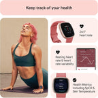Google Fitbit Versa 4 Fitness Smartwatch - Pink Sand/Copper Rose