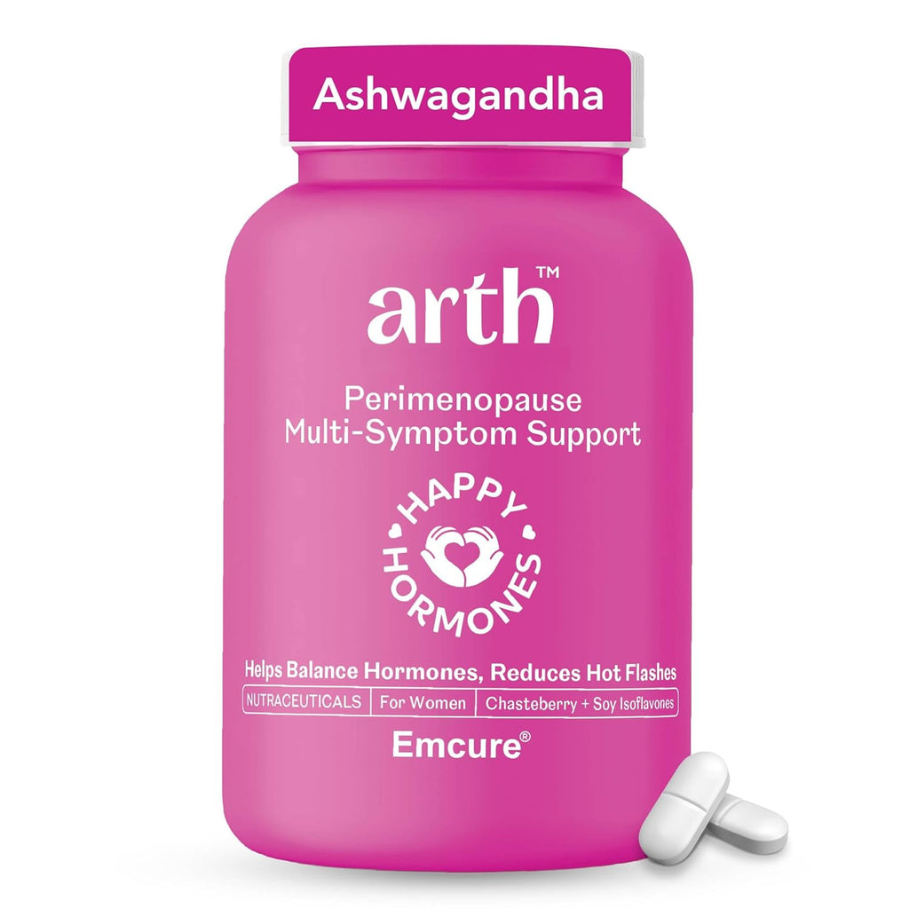 Arth Perimenopause Support | Menopause Supplement for Women to Help with Hot Flashes, Mood Swings, Night Sweats & Hormonal Balance with Ashwagandha, Chasteberry & Soy Isoflavones | 60 Veg Tablets