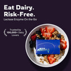 Milky Lactose Intolerance Pills - 10,800 FCC - Dairy Relief for Lactose Intolerance - Lactase Enzyme Tablets - Portable Credit Card Sleeves - Bloating & Gas Relief (48 Count Astral Violet)