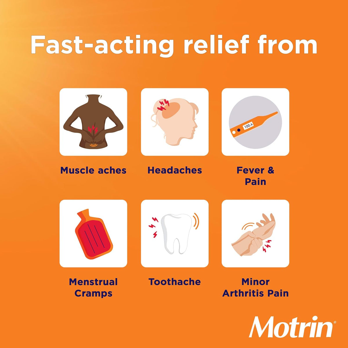 Motrin IB Liquid Gels, 200mg Ibuprofen, 120 Caplets | Pain Reliever, Muscle Aches, Headache, Backache, Toothache, Menstrual Cramps, Minor Arthritis Pain