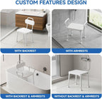Loyoda Shower Chair for Inside Shower with Back & Arms, Ideal for Seniors | Height Adjustable Shower seat for Disabled, 350 lb Capacity, Non-Slip, Rust-Resistant Aluminum Frame