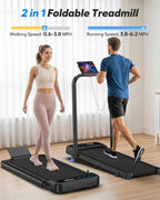 Cardirun Walking Pad with Incline and Stable Handle Bar, Foldable Treadmill