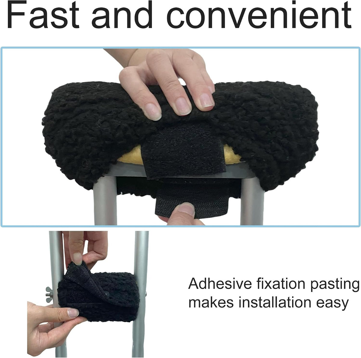 SPRING SEAON Plush Memory‑Foam Crutch Underarm Pad & Hand‑Grip Covers–Universal Fit, Breathable Moisture‑Wicking, Machine‑Washable Cushion for Crutches, Pain Relief & Chafing Protection
