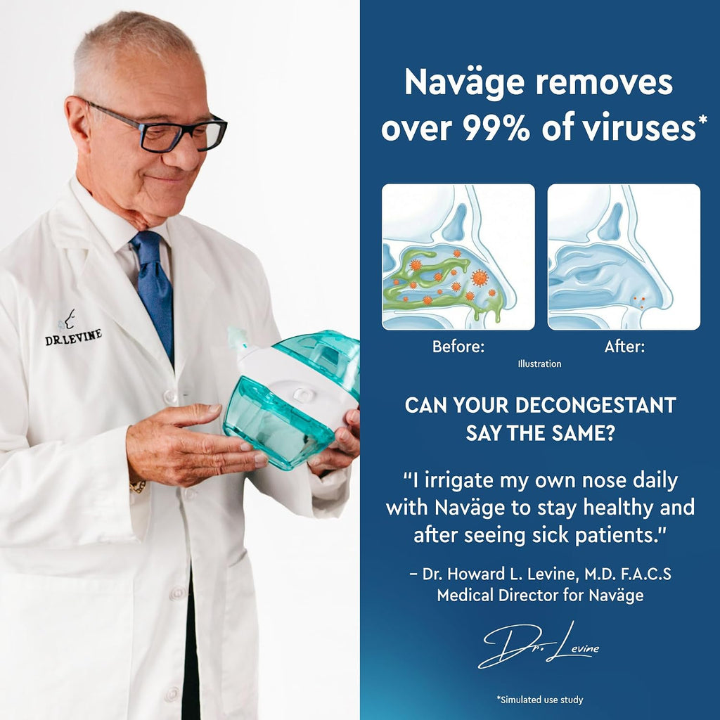 NAVAGE® Starter Bundle: Nose Cleaner, 30 SaltPods, Congestion Relief | Complete Sinus Care Kit: Powered Nasal Irrigation System w/ 30 Pre-Measured SaltPods for Clinically Proven Benefits