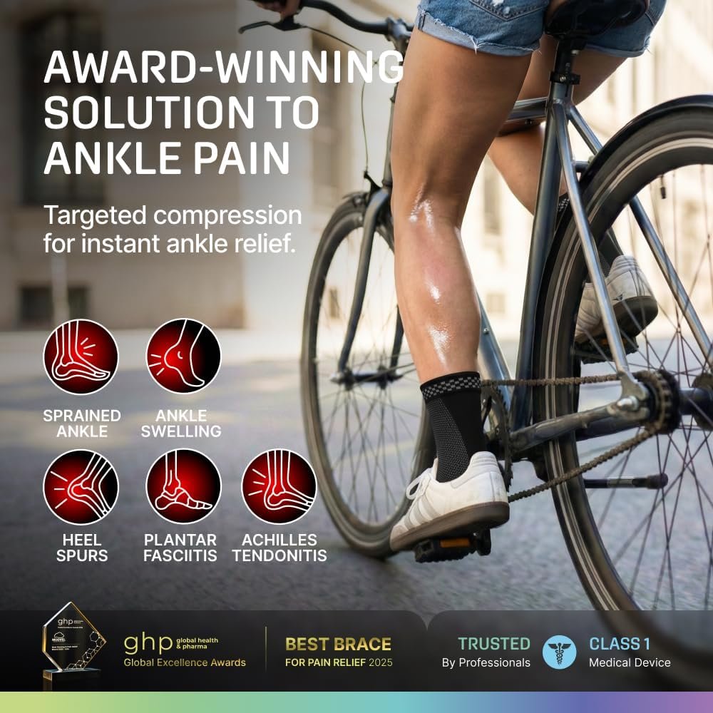 Modvel Foot & Ankle Brace Socks for Sprained Ankle Compression Sleeve - Foot Support for Women & Men - Tendonitis & Arthritis Ankle Brace Sports Running, Torn Ligaments & Women Stabilizing Ankle Wrap