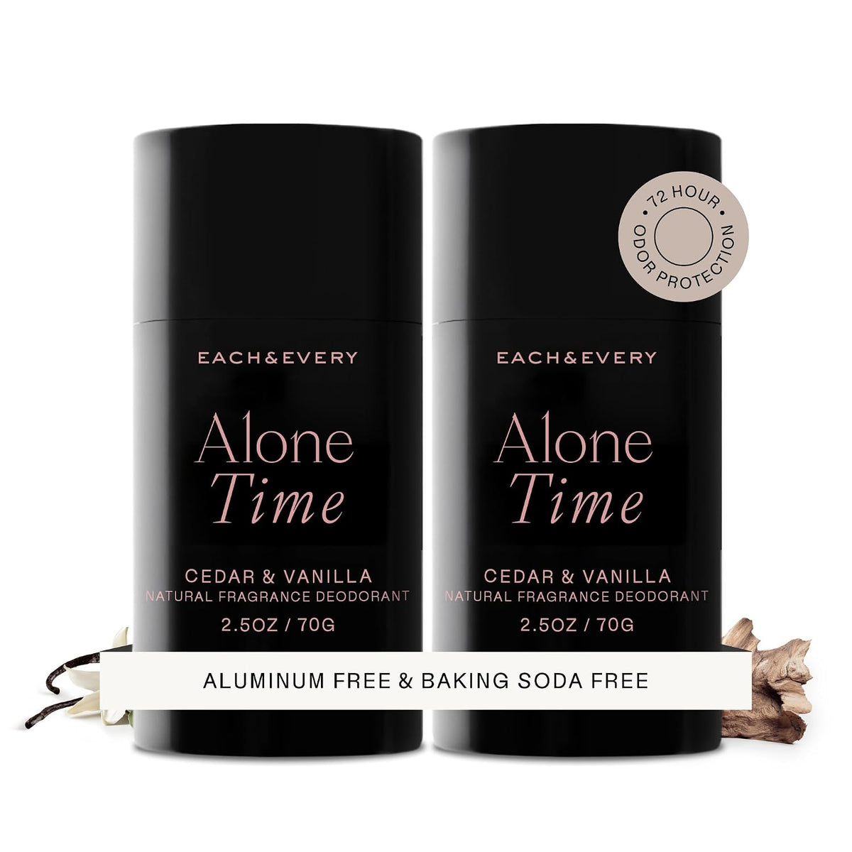 Each & Every Natural Deodorant, EWG Verified & Vegan, 2 Pack (2.5oz) | Cedar & Vanilla, Aluminum-Free Deodorant for Women & Men with 72-Hour Odor Protection, Baking Soda-Free Deodorant