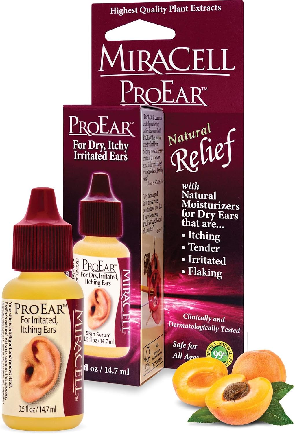 Miracell ProEar, Ear Drops for Itchy Ears, Ear Wax Softener, Clogged Ears, Dry Ears, for Adults Babies. 0.5oz