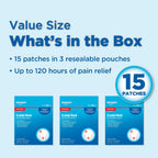 Amazon Basic Care Maximum Strength Pain Relieving Medicated Cold Hot 5% Menthol Patch for Muscle and Joint Pain Relief, 7.87" x 3.93", 15-Count Box (Previously HealthWise)