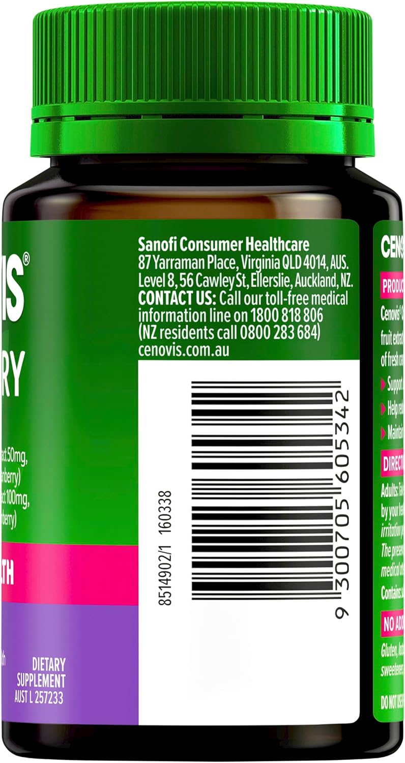 Cenovis Cranberry 30,000 30 Capsules - Maintains Urinary Tract Health - Helps Reduce Occurrence of Medically Diagnosed Cystitis - Supports General Wellbeing
