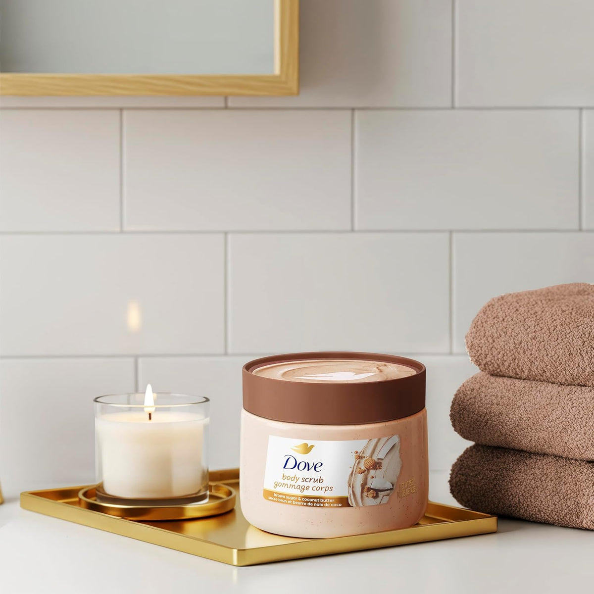 Dove Body Scrub Brown Sugar & Coconut Butter, 15 oz | Exfoliating body scrub that buffs away dull skin and deeply nourishes for soft, smooth and radiant skin