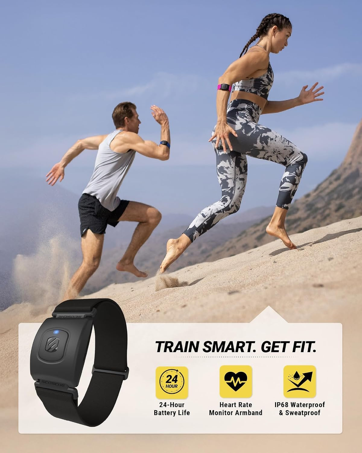 Scosche Rhythm Heart Rate Monitor Armband - Optical Heart Rate Armband Monitor with Dual Band Radio ANT+ and Bluetooth Smart