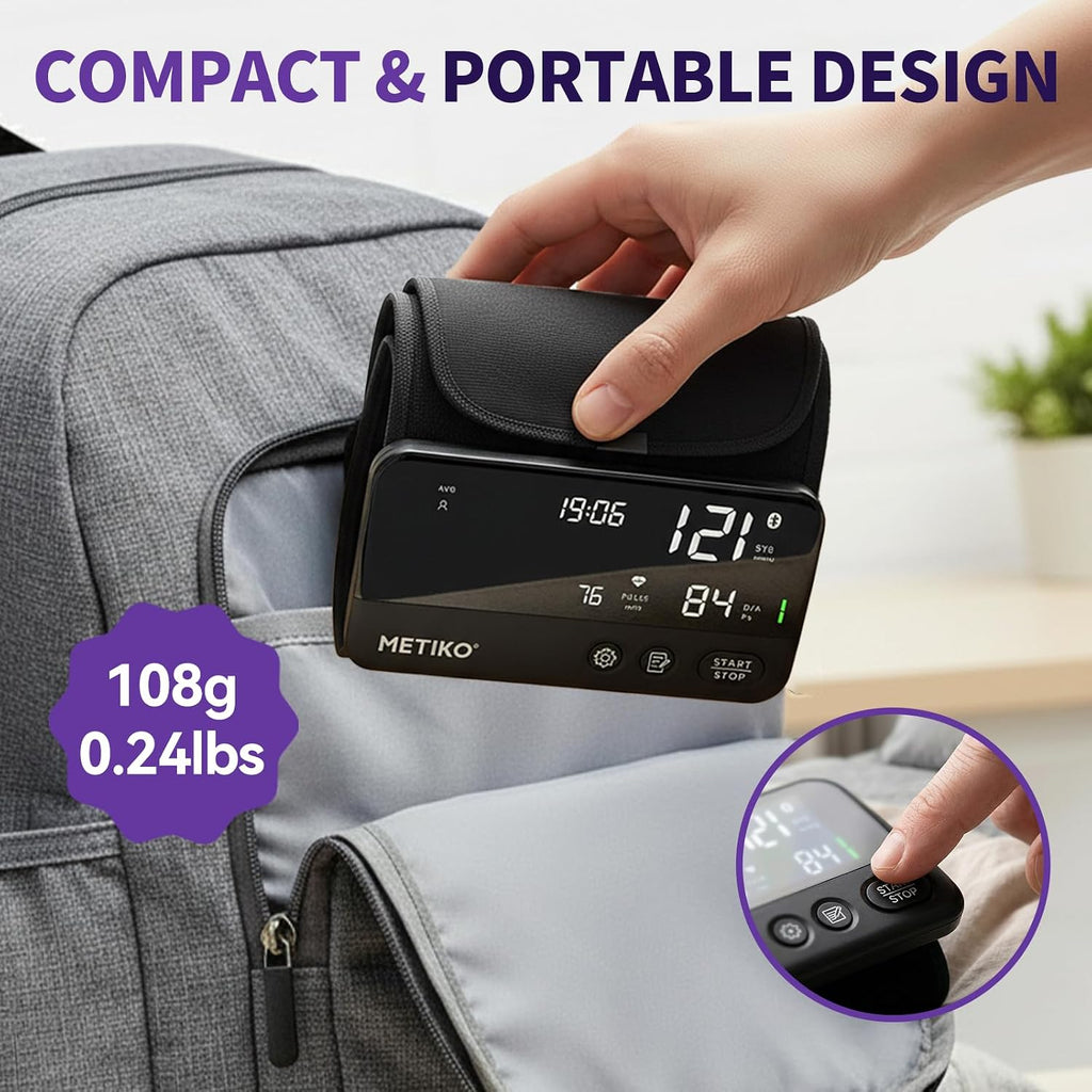 Wireless Blood Pressure Monitor Upper Arm Bluetooth Blood Pressure Machine, Ultralight Portable Rechargeable Blood Pressure Monitor, App Enabled iOS/Android BP Machine Cuff