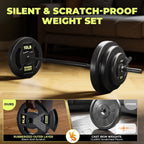 AboveGenius 45 lb Barbell Weight Set, Adjustable Workout Bar | Barbell Weight Set for Home Gym Strength Training, Full Body Workout, Muscle Building, Home Fitness Weight Lifting Equipment