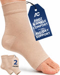 Ankle Brace Compression Sleeve Socks 2 Pack for Women&Men Foot Arch Support | 8-15 mmHg Support for Plantar Fasciitis Relief, Heel Pain, Arch & Ankle Support, Foot Brace, Open Toe Design?Beige S/M?