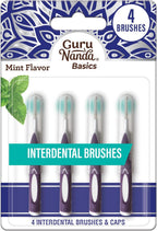 GuruNanda Interdental Brushes with Caps for Braces & Bridges, Mint, 4 ct