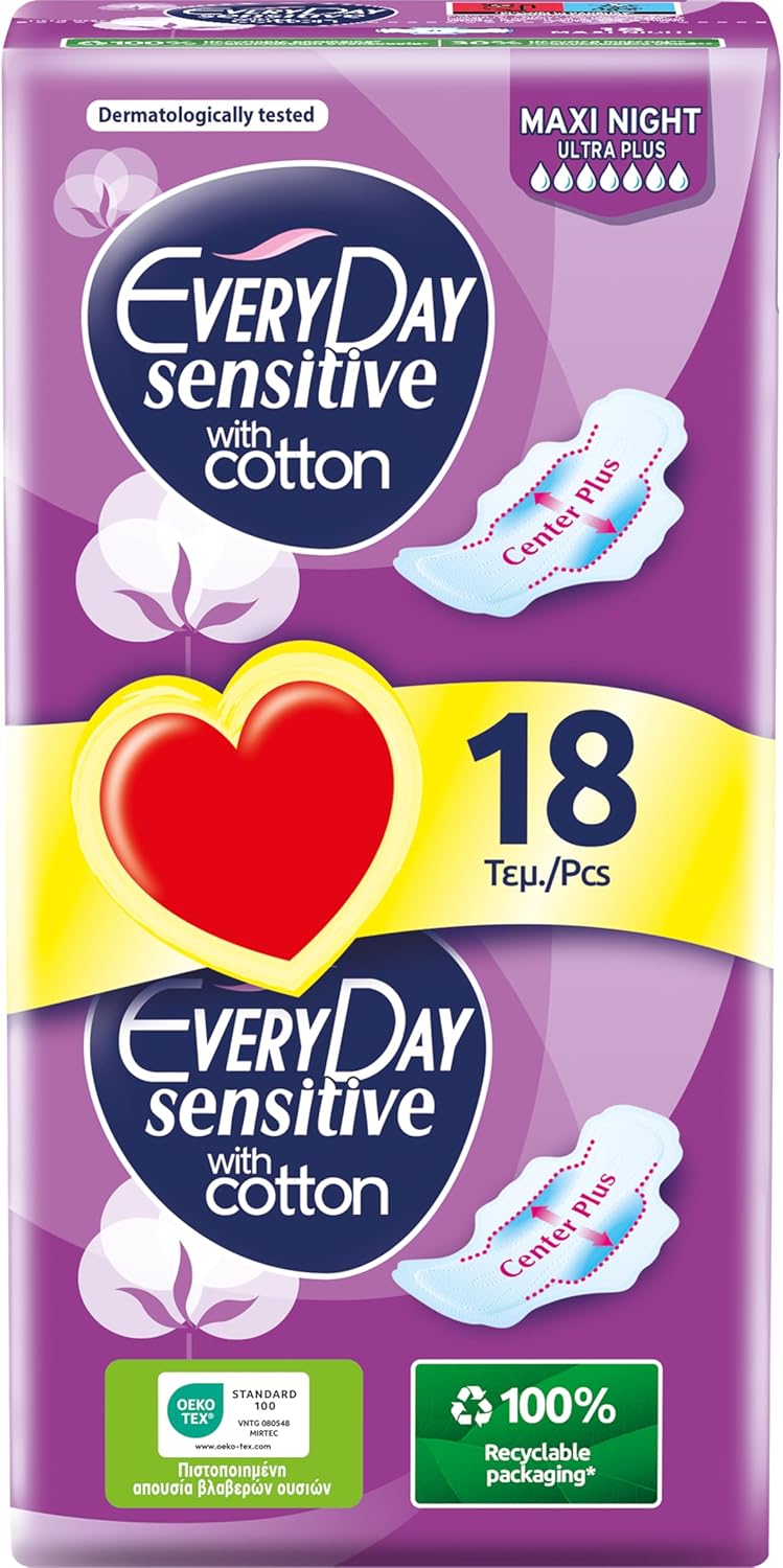 EveryDay Sanitary Pads Overnight 18 pieces