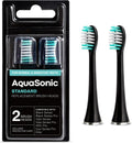 AquaSonic Genuine Standard Replacement Brush Heads | ADA Accepted | for Normal & Sensitive Teeth | Compatible with Many AquaSonic Toothbrush Handles (2 Pack Black)