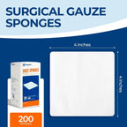 Kingstar 200 Count 4x4 Inch Gauze Sponges 8-Ply | Pure Cotton Woven Gauze Pads for First Aid, Wound Care, Skin Cleansing & Equipment Wiping