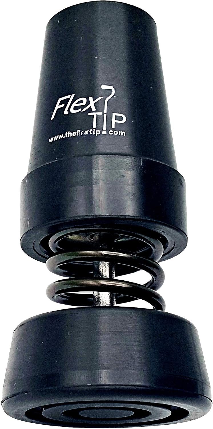 FlexTIP – Round Rubber Replacement Tip for Fashionable Walking Canes – Anti-Shock, Bending, All-Terrain Stability & Traction – Universal Attachment for 3/4” ID Walking Stick, Solid or Aluminum
