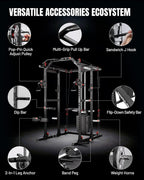 Mikolo K6 2.0 Power Cage, Power Rack with Cable Crossover System, 2000LBS Squat Rack with LAT Pull Down System, Functional Trainer with Aluminum Pulley System for Home Gym