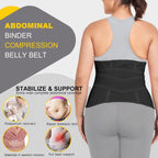 Postpartum Belly Band Abdominal Binder Post Surgery C-section Belly Binder Wrap Girdle Recovery Belt Back Support (X-Large, Black)