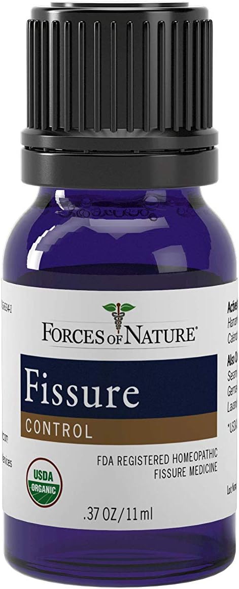 Forces of Nature Fissure Control, Organic Homeopathic Treatment with Witch Hazel for Anal Fissures, Hemorrhoid Related Irritation & Discomfort, Fast, Natural Topical Relief, 0.37 FL OZ