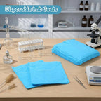 Xuhal 150 Pack Disposable Isolation Gowns PPE Gowns Disposable Bulk,Blue | Spunbonded Polypropylene, 46 in Length, Elastic Cuffs, Neck and Waist Ties, for Home Isolation, Labs, Dental, Beauty Agencies