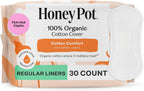 The Honey Pot Company - Cotton Comfort - Panty Liners for Women | Non-Herbal - Organic Cotton Cover & Ultra-Absorbent Pulp Core - Sanitary Pads - Feminine Care - 120ct