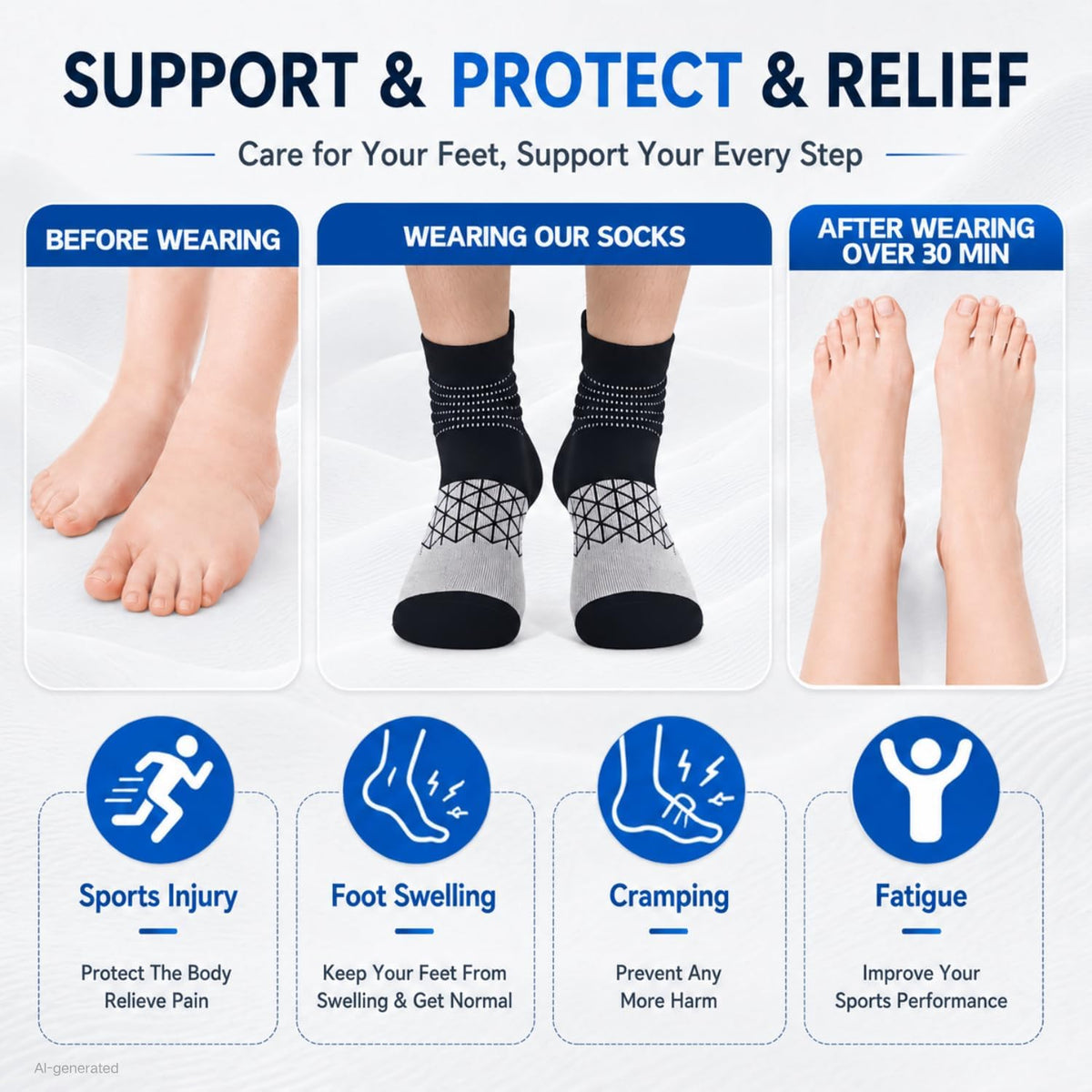 IRAMY Compression Ankle Support Socks Women Wicking Cushioned Athletic Plantar Fasciitis Relief 3/4/6 Pairs
