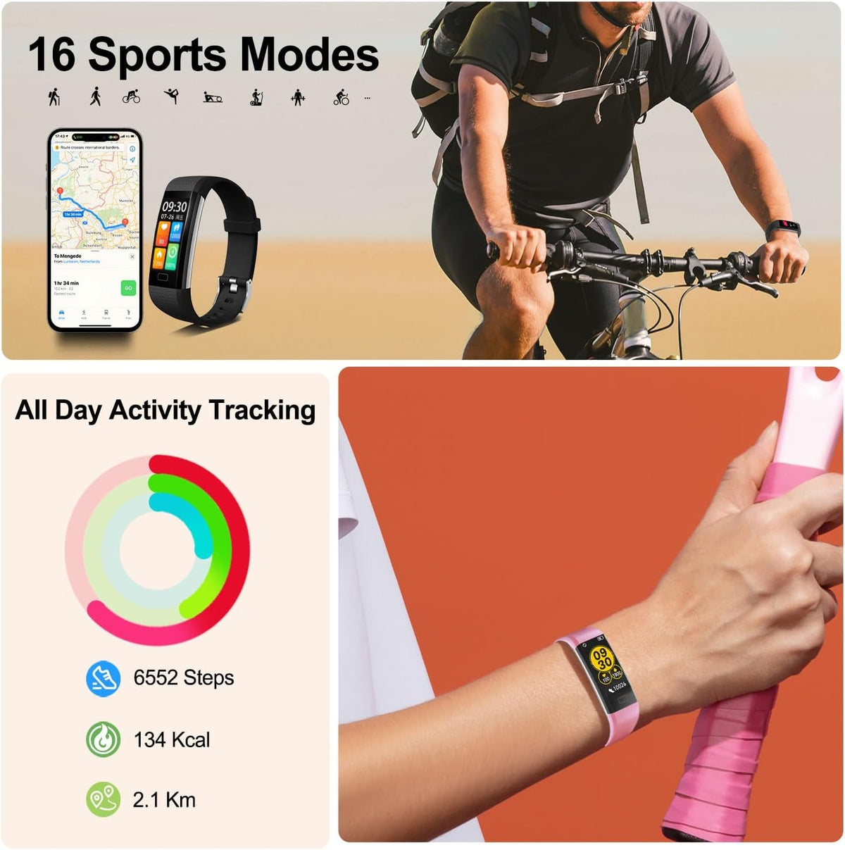 Fitness Tracker with Step/Distance/Calories Counter for Women Men
