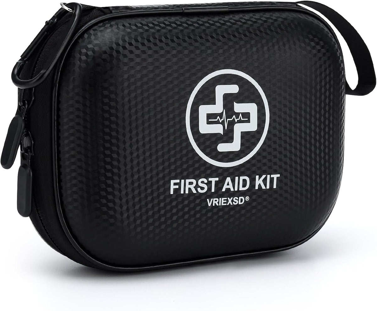 Mini First Aid Kit - 150 Piece Small Waterproof Hard Shell Medical Kit | Compact First Aid Kit with Comprehensive Supplies for Home, Car, Truck, Travel, Camping, Hiking, Sports, Office & Outdoor