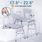 HOMLAND Tub Transfer Bench with Backrest for Bathtub, Height Adjustable | 400 lbs, Slip-Resistant Feet, Sturdy Aluminum Heavy Duty Shower Chair, Safer Bathing Aid Bench for Elderly and Disabled