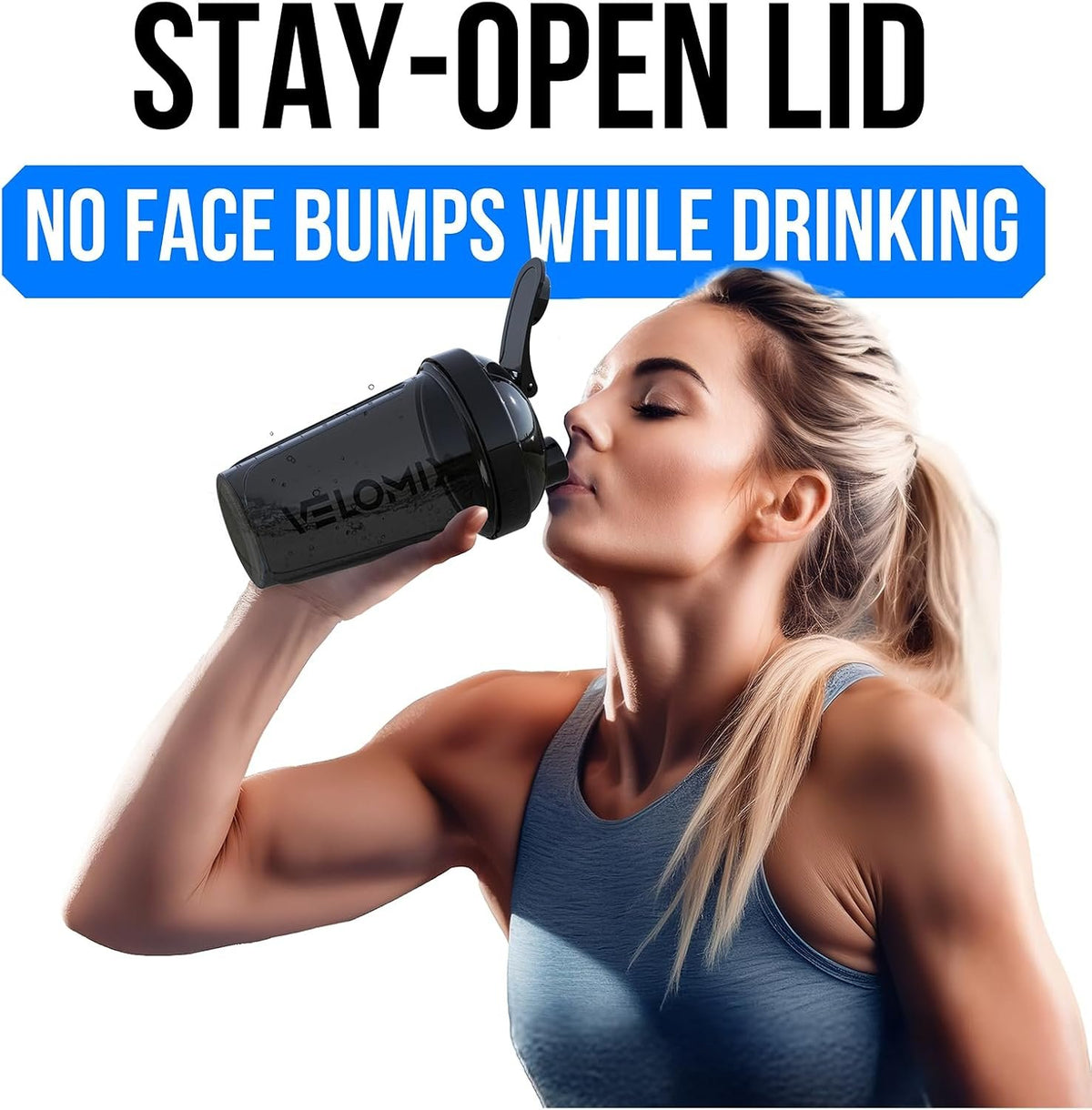 VELOMIX 2 Pack 20oz Protein Shaker Bottle for Protein Mixes, Black/Transpar | 2x Wire Whisk, Leak Proof Shaker Cups for Protein Shakes, Stackable, Dishwasher safe, BPA free, Pre Workout and Fitness ready