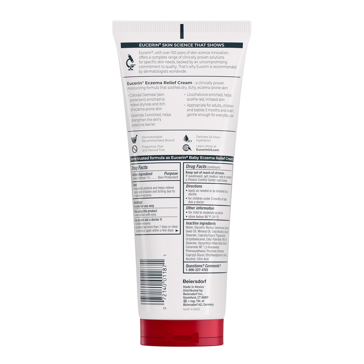 Eucerin Eczema Relief Body Cream with Colloidal Oatmeal, 8 OZ | Daily Eczema Cream, Soothes Eczema-Prone, Itchy Skin, Reduced Flare Ups, NEA Accepted, Fragrance Free, Steroid Free