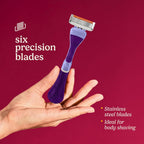 Dollar Shave Club For Women | 1 Purple Wavy Grip Handle, 4 Razor Refills, 1 Cashmere Santal Shave Butter, 1 Shower Hanger | Razors for Women, Womens Razors