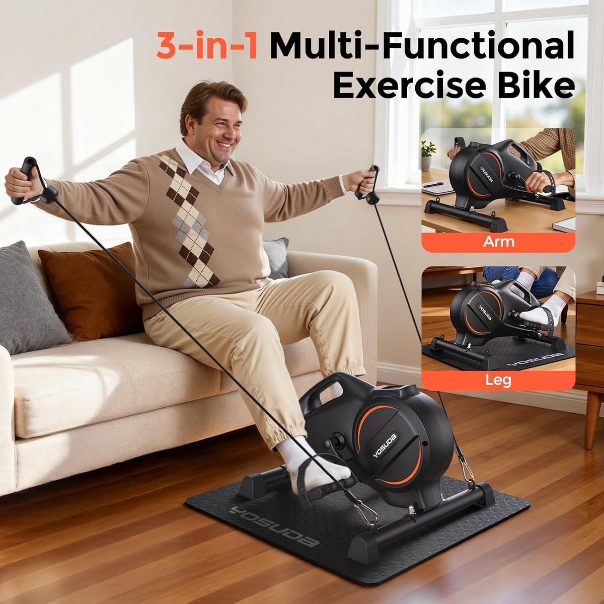 YOSUDA Under Desk Bike with 16-Level Magnetic Resistance, Mini Exercise Bike with Bluetooth App, Pedal Exerciser While Sitting for Office Workers & Seniors, Leg Machines for Home Exercise & Recovery