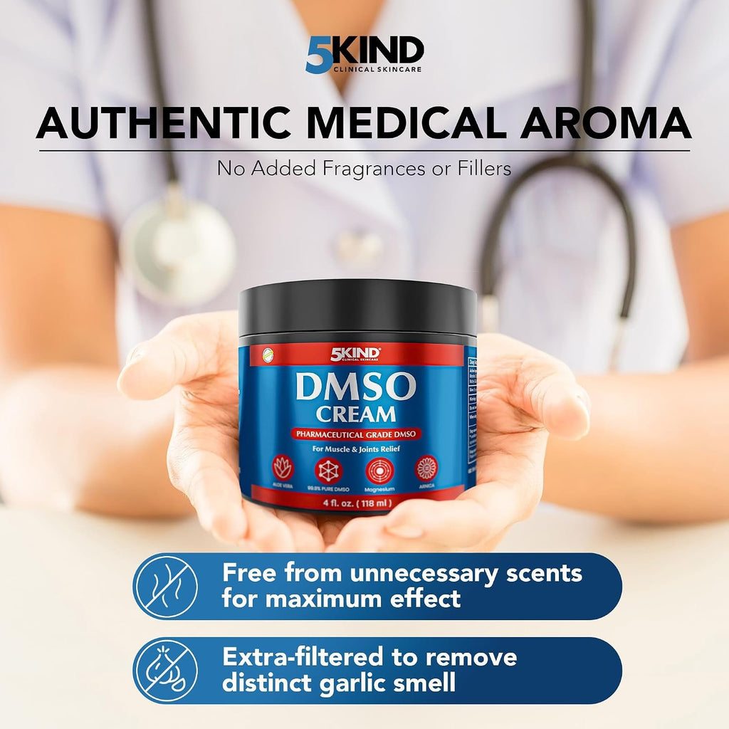 5Kind DMSO Cream for Pain Relief 4 fl oz Topical Muscle & Joint Pain Relief