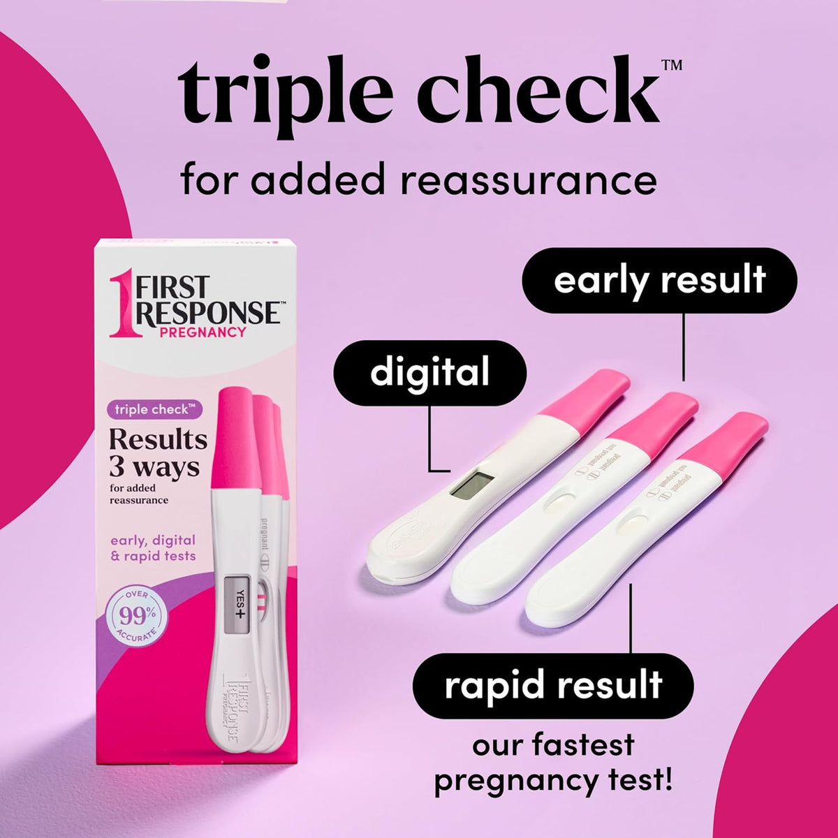 First Response Triple Check Pregnancy Test 3 ct. | Early Result Test, Digital Pregnancy Test, Rapid Result Test, Over 99% Accurate