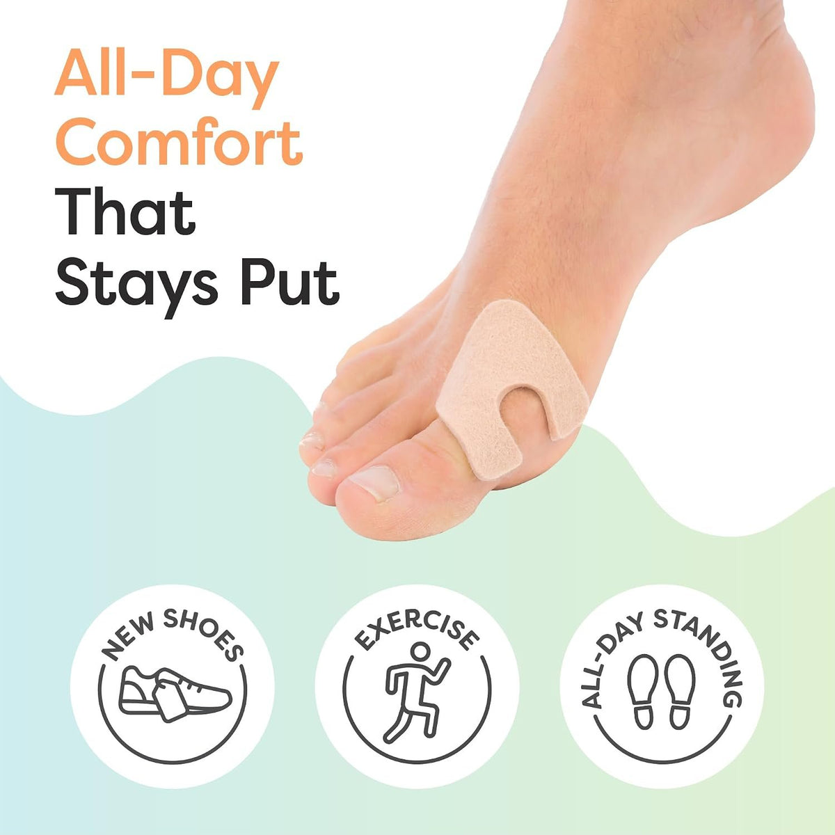 ZenToes U-Shaped Felt Callus Pads, Self-Stick Cushions, 24 Count | Thick padding offloads pressure from that one stubborn spot, stays put all day. Trim to fit, latex-free