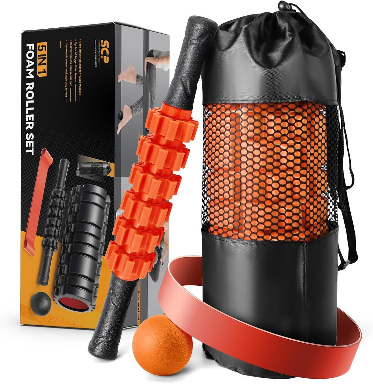 SUBCULTUREPICK 5 in1 Foam Roller Set Trigger Point Foam Roller for Exercise