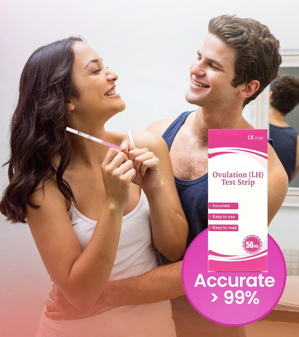 Ovulation Test Strips, 50 LH Ovulation Predictor Kit with 50 Collection Cups, Over 99% Accurately Track Ovulation Test