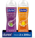 Durex Play Massage 2 in 1 Lubricant Erotic and Stimulating Body Massage Gel Ylang-Ylang and Aloe Vera, 2 x 200 ml – Total : 400 ml