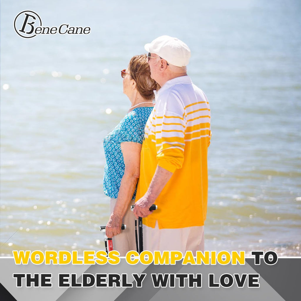 Walking Cane for Women Folding Cane for Men with Two Led Lights Quad Cane with Stable Base Lightweight and Adjustable Walking Stick