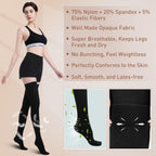 Medical Compression Stockings for Women and Men, 20-30 mmHg Thigh High Compression Socks, Closed Toe Graduated Compression Hoses, Circulation Pressure Stockings for Varicose Veins, Black, L